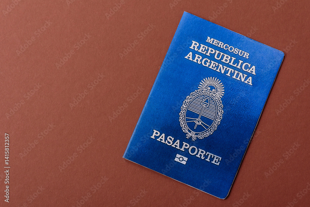 Fototapeta premium Argentine passport for travelling, flying and doing business. Argentina document