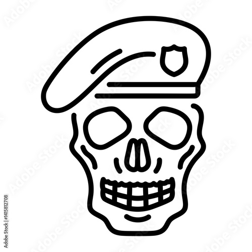 A linear style icon of a gothic beret 