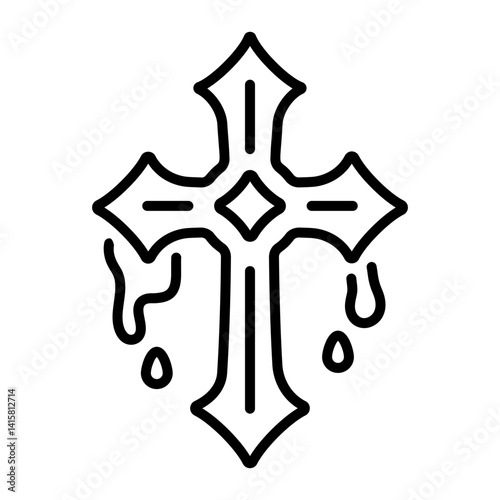 A line style icon showing a dripping cross 
