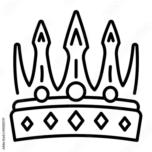 A linear style icon of a gothic crown 