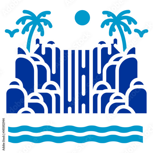 Waterfall into Sea Icon