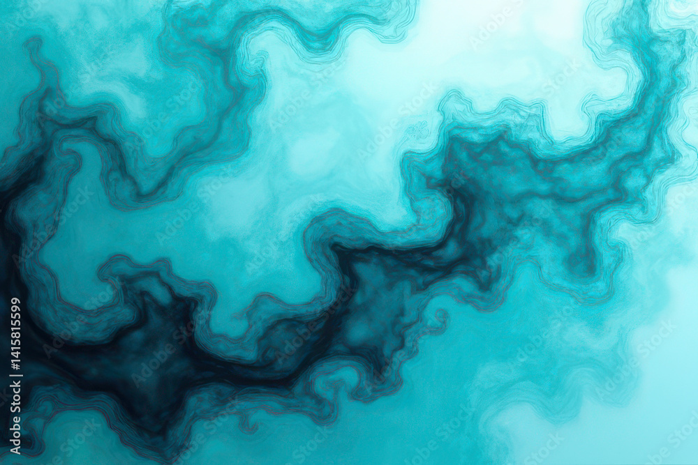 Fototapeta premium Mesmerizing Ink in Water Photography: Teal & Turquoise Swirls Create Dreamlike Patterns