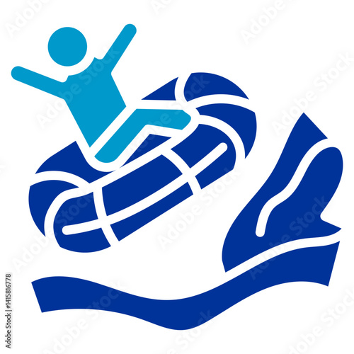 Family Rafting Slide Vector Icon