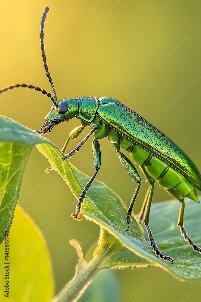 Fototapeta premium beetle crawling on a leaf