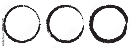 Creative vector illustration of hand drawning circle line sketch set isolated on a white background.  Circle Brush Stroke. Grunge circles brush set. Black grunge circle frames.