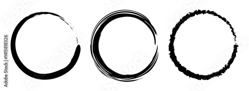 Creative vector illustration of hand drawning circle line sketch set isolated on a white background.  Circle Brush Stroke. Grunge circles brush set. Black grunge circle frames.
