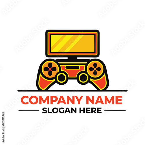 Gaming console logo with a screen and controller