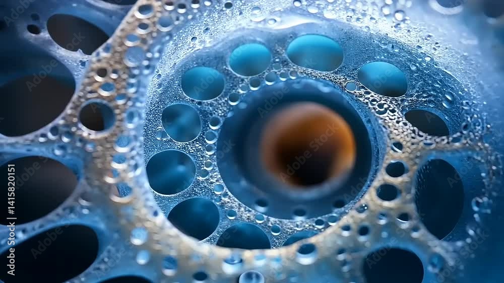 Abstract cellular structure with water droplets Abstract cellular structure with water droplets