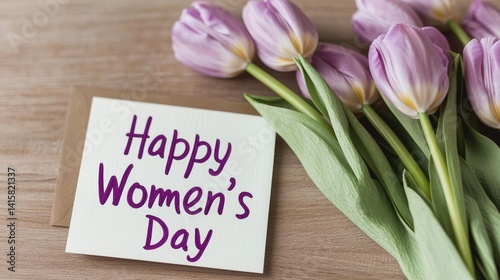 Happy Women's Day card with tulips