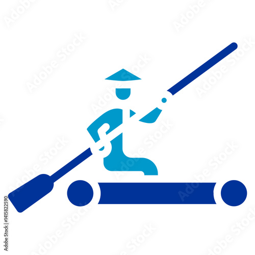 Bamboo Rafting Vector Icon