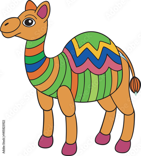 Cute Cartoon Camel Vector Illustration, Drawing for Children's Book on a white background