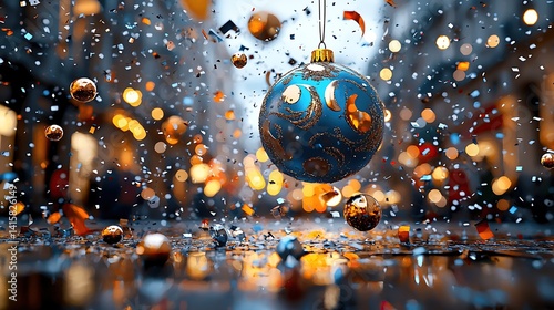 Abstract nightscape city bokeh background image photo