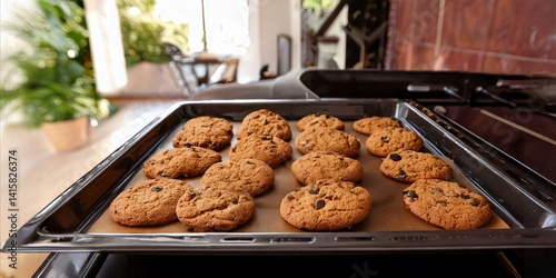 cookies with filling freshly baked in the oven
