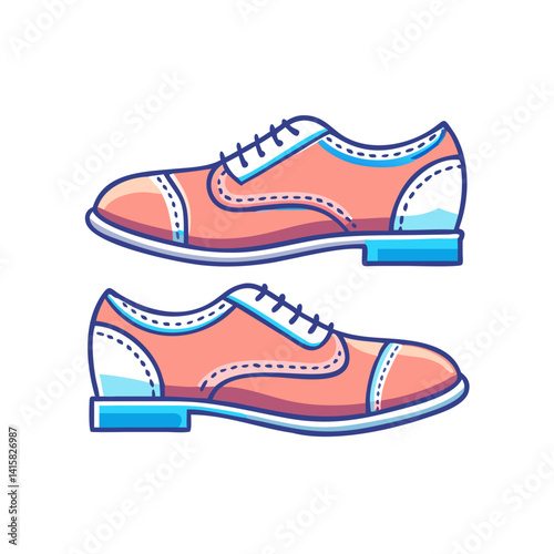 Pair of Stylish Pink and White Oxford Shoes with Blue Accents