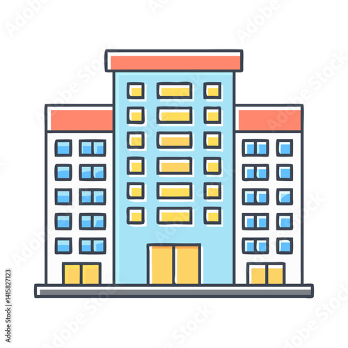 Modern Apartment Building Complex Illustration Cityscape Residential Structure