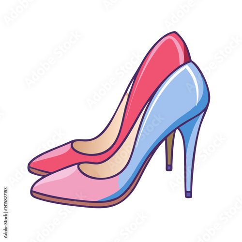 Stylish High Heels Fashionable Footwear Elegant Women's Shoes Pink Blue Red