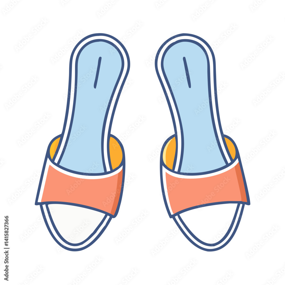 Pair of Stylish Coral and White Summer Sandals for Women, Comfortable Opentoe Slides Perfect for Beach Vacation or Casual Wear Pair of Stylish Coral and White Summer Sandals for Women, Comfortable Opentoe Slides Perfect for Beach Vacation or Casual Wear