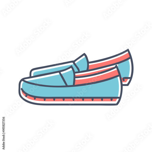 Pair of Stylish Blue and Coral Loafers Casual Summer Footwear