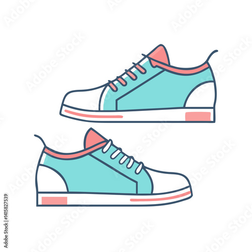 Pair of Stylish Turquoise and White Canvas Sneakers Casual Shoes Footwear