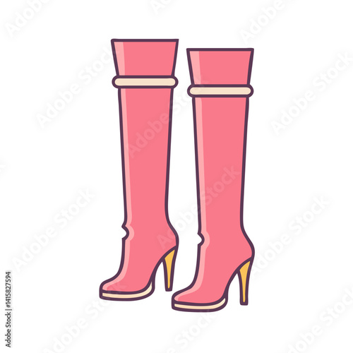 A Pair of Stylish Pink High Heel Boots Fashionable Footwear