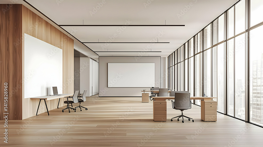 Modern Empty Office Space With Large Windows
