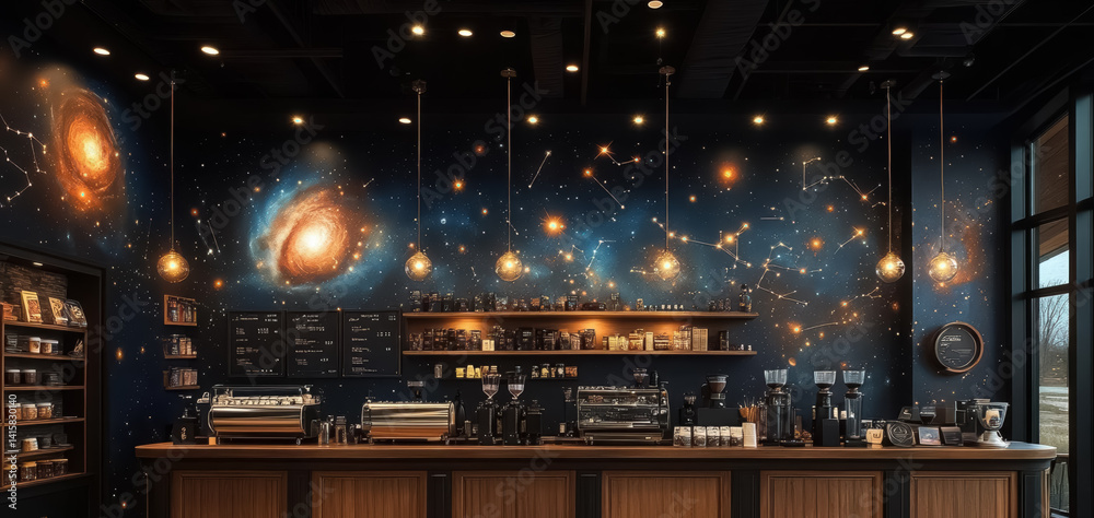 coffee shop with an astronomy theme