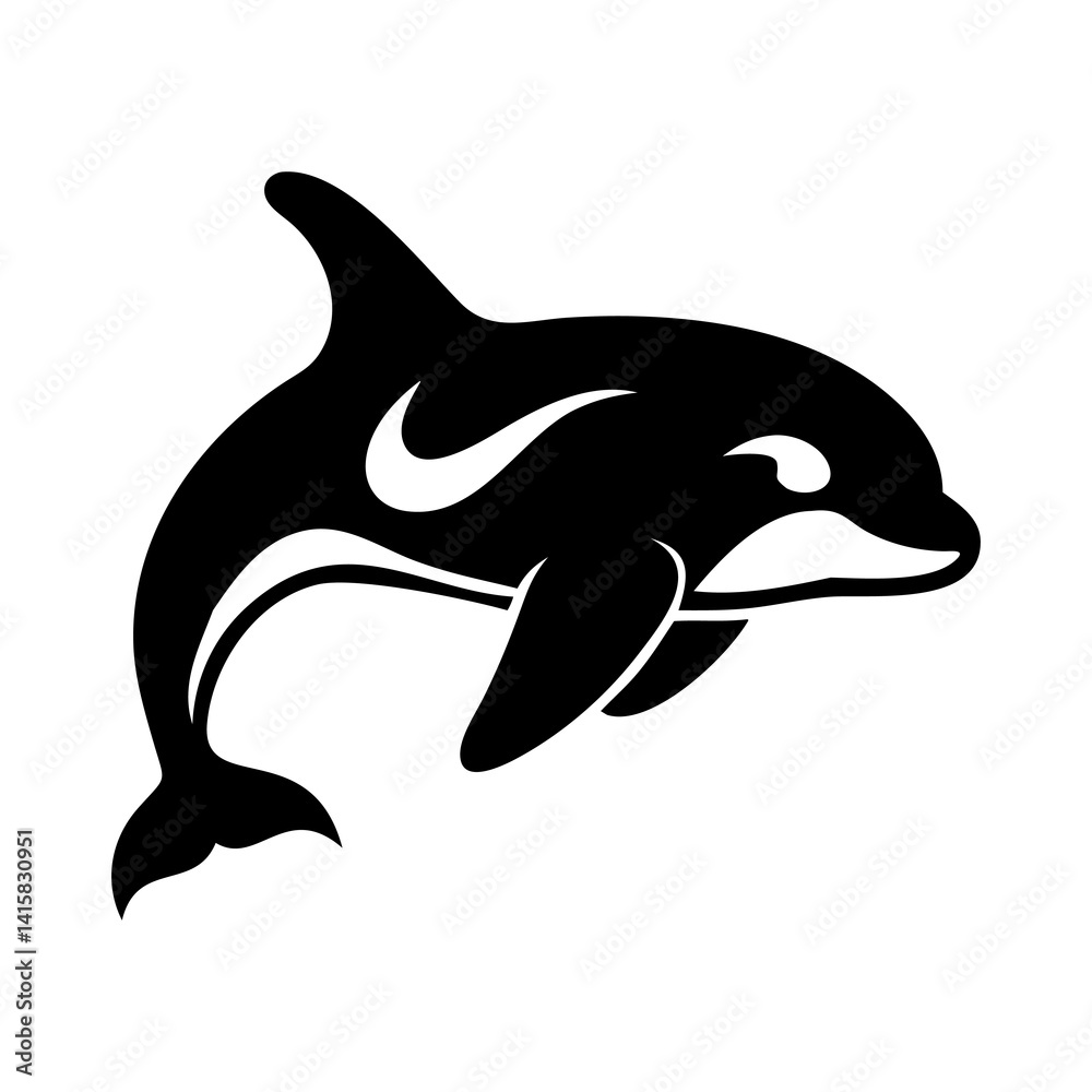 Obraz premium Dolphin fish animal silhouette. Good use for symbol, logo, mascot, web icon, sticker design, sign, or any design you want. Easy to use.