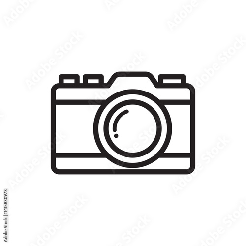 シンプルでかわいいカメラの線画アイコン