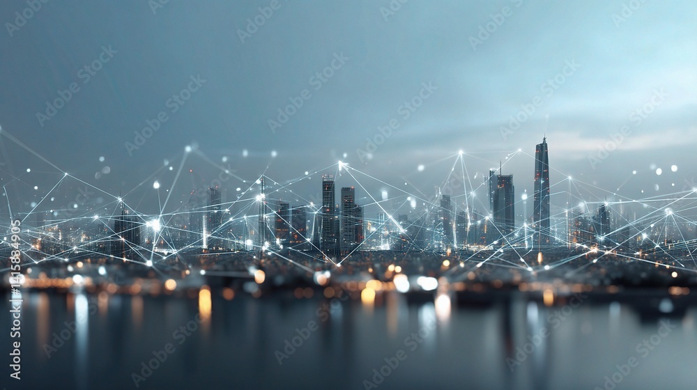 Fototapeta premium Smart City Visualization with AI and Data Points at Gigapixel Scale