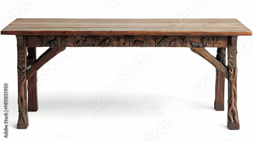 Obraz na płótnie Carved Wooden Dining Table w salonie