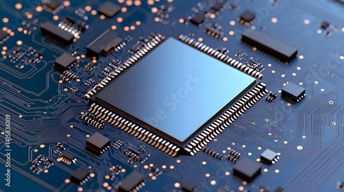 Close Up Of Circuit Board With Microchip
