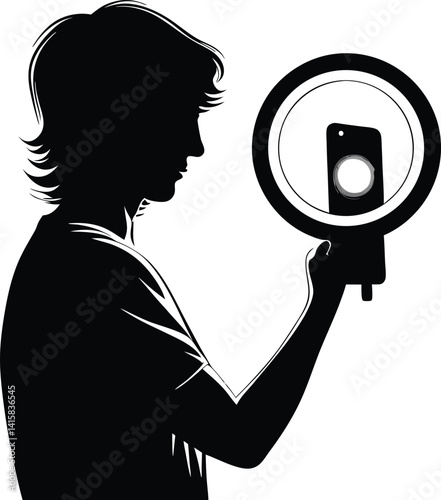 Silhouette with Ring Light and Smartphone Setup