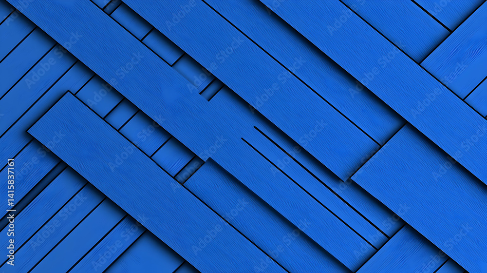Abstract Blue Geometric Wood Pattern Design