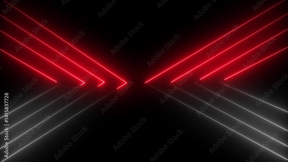 Neon background with colorful beams of light .Glowing rays on the black background in motion into digital technologic Deep