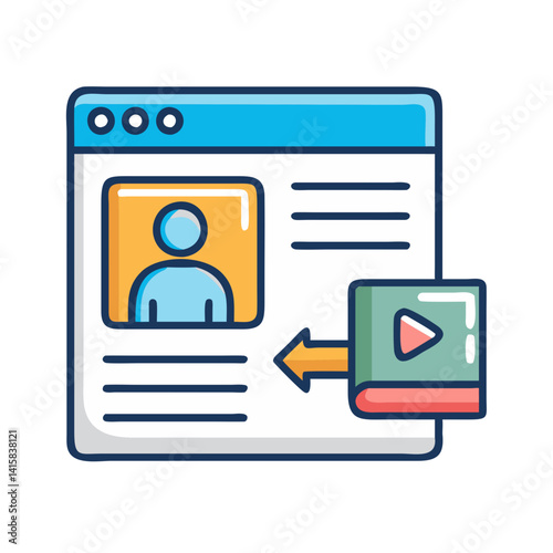 User profile video tutorial on website interface icon