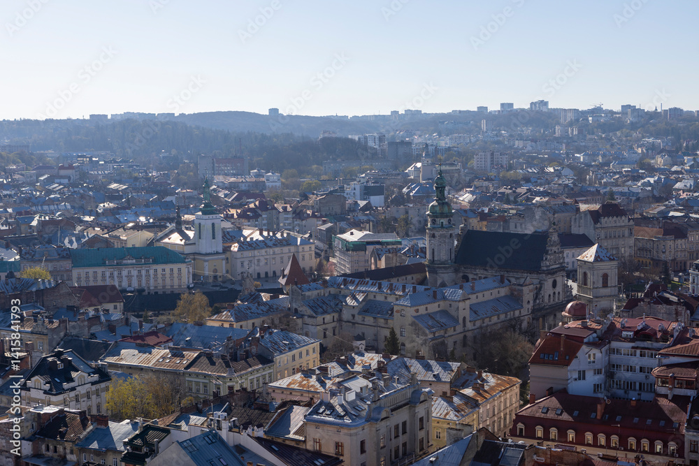View of the center of the old city of Lviv