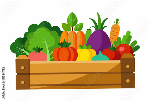 vegetables in a wooden box
