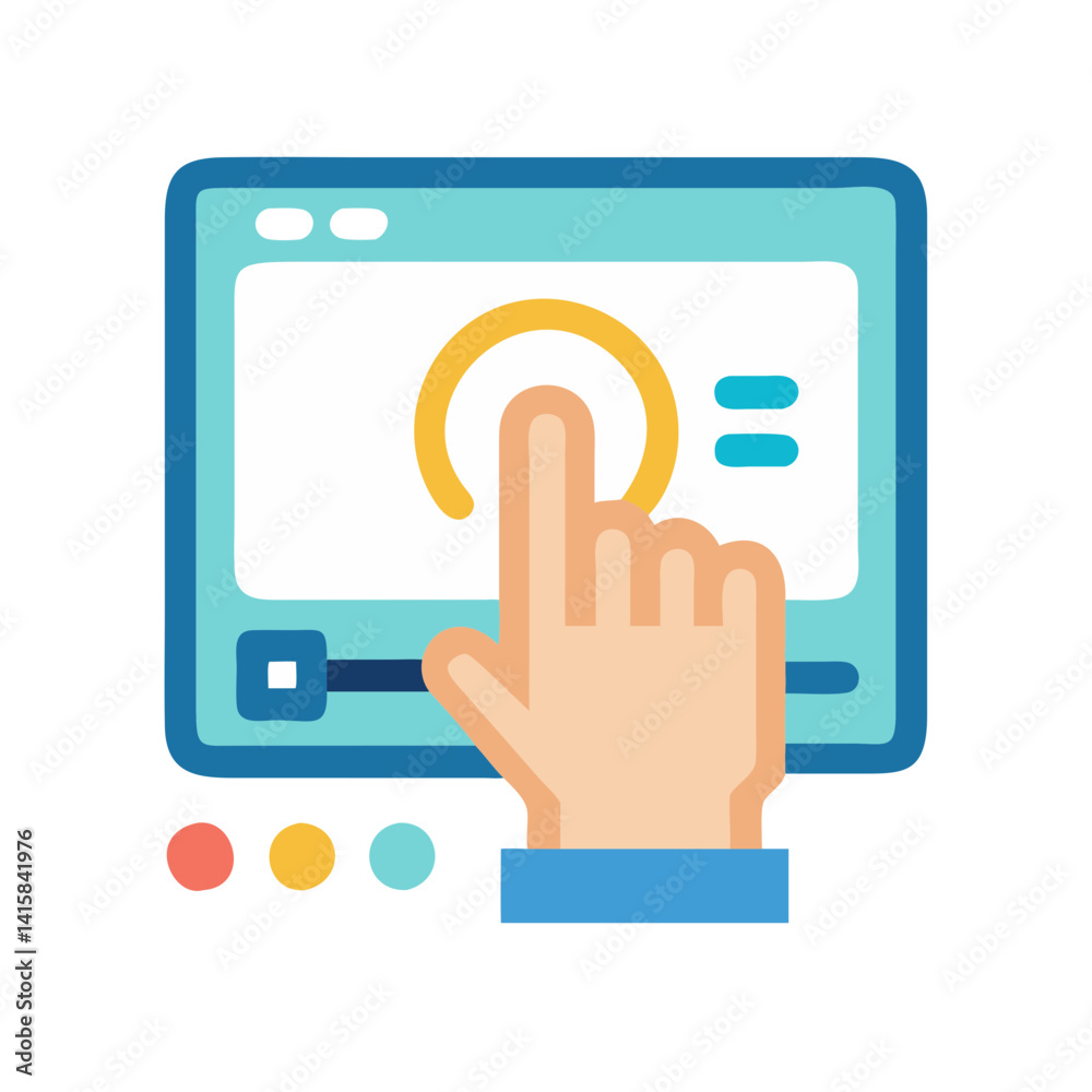 Touch Screen Monitor Vector Icon for Presentation Concept