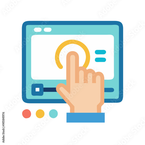 Touch Screen Monitor Vector Icon for Presentation Concept