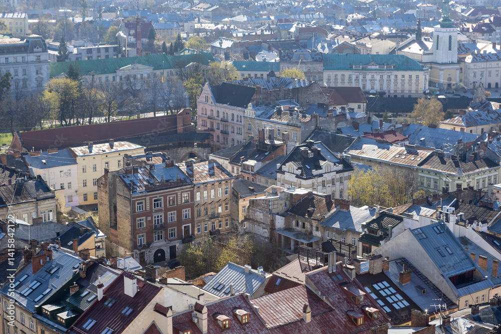 View of the center of the old city of Lviv
