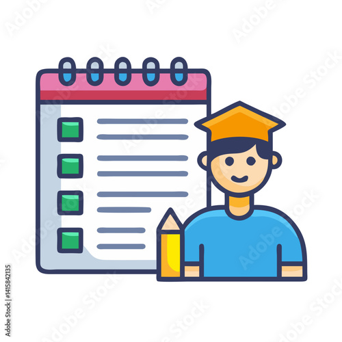 Student with a Calendar, Graduation Goals Planner Illustration