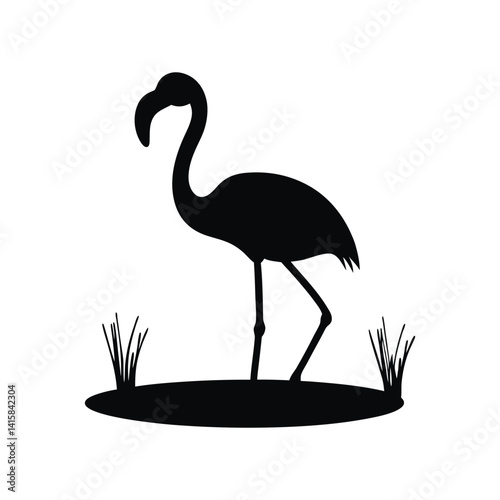 Flamingo Grace A Silhouette in Still Waters