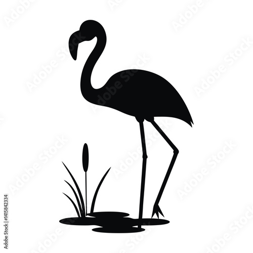 Flamingo Grace A Silhouette in Still Waters
