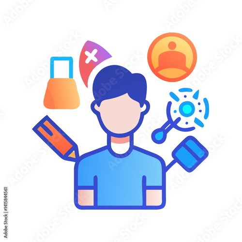 Multitasking Creative Worker: Designer, Developer and Project Management Icon