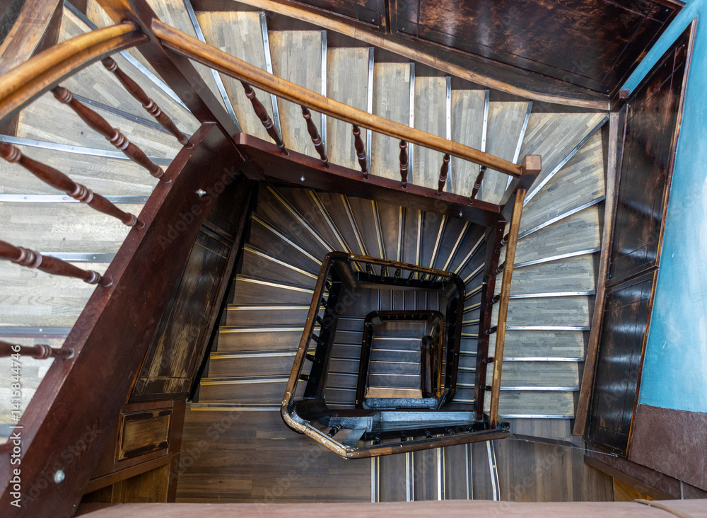 An Intricate and Beautiful Spiral Staircase Captured from Above, Showing its Complex Design