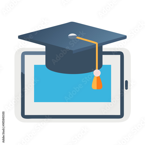 Online Education and Graduation Concept with Tablet and Cap