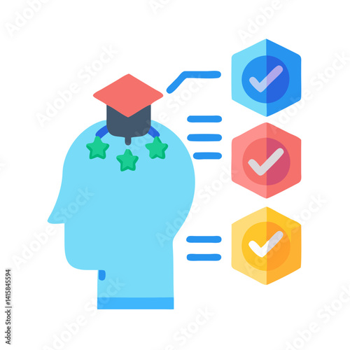 Skills development in the brain with a graduate hat