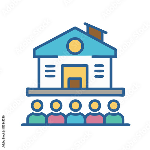 Town hall meeting, community engagement, public forum illustration