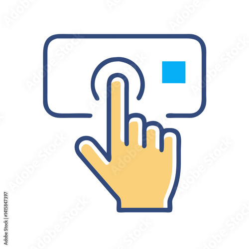 Hand touching screen icon, touchscreen technology with pointer