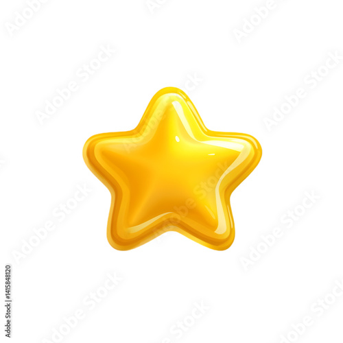 A single golden star with rounded edges isolated on a black background in a simple studio shot style